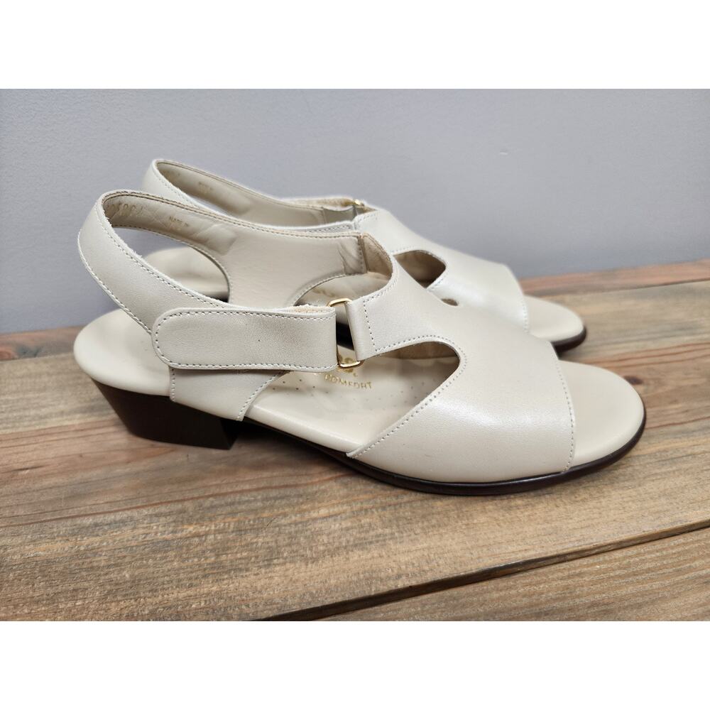 SAS Suntimer Sandal Women 7.5N Tripad Comfort Shoes Leather Heel Pearl Bone